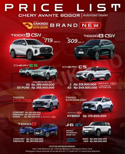 Pricelist Harga Chery ancolthemepark 2025